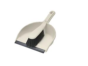 Addis Dustpan And Brush Set In Linen. Stiff, Dirt-Trapping Bristles And A Rubber Lip Feature.