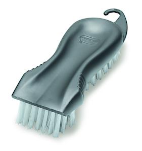 Addis 319186 Everyday Essentials Plastic Floor Stiff Scrub Brush With Scrapper, Metallic Silver