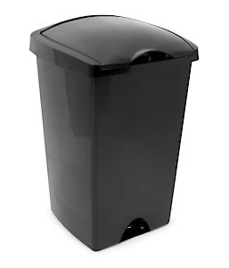 Addis 50ltr Lift Up Flat top Kitchen Waste Trash Complete Bin, All Black