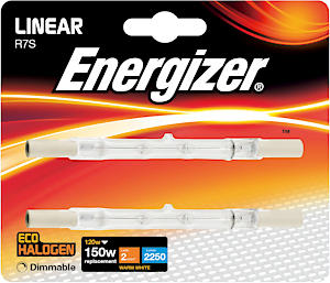 Energizer S5160 Halogen R7S 78mm Eco Linear Dimmable Bulb, 2250 lm 120W (Pack 2)