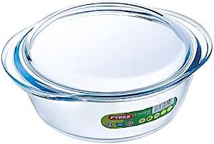 Pyrex Round Casserole Dish 2.1 Litre, Clear, Includes Lid, Dishwasher Safe, Oven Safe