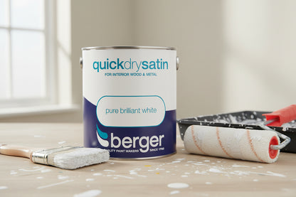 Berger Quick Dry Satin | Brilliant White | 1 x 2.5 Litre
