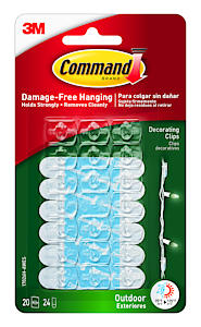 Command Indoor Outdoor Decorating Clips (Pack Of 20) (One Size) (White)