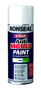 Ronseal Qdamawm 6 Year Anti Mould Spray Aerosol White Matt 400Ml