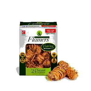 Natural Flamers Wood Wool Firelighters | Box Of 24 For Stoves ,Wood Burners and BBQs.