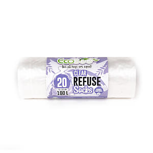 Ecobag 20 Clear Recycling/Refuse Sacks - Clear - 100L