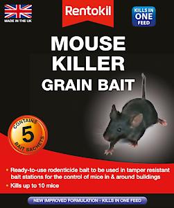 Rentokil Psm21 Mouse Killer Grain Bait - 5X10G Sachet, Black, 3.5 X 10.5 X 12.5 Cm