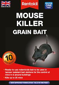 Rentokil Ren0340 Mouse Killer Grain Bait, Black, 4.2 X 10.5 X 14.5 Cm