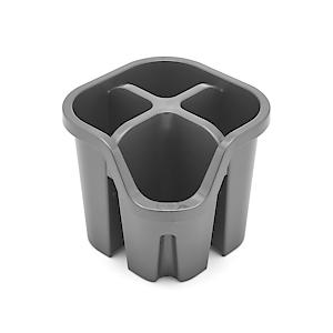 Addis 517938 Cutlery Utensil Drainer Caddy With 4 Compartments, Metallic Silver, 14 X 14 X 13 Cm