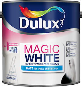 Dulux Magic White Matt Emulsion Paint - Pure Brilliant White - 2.5 Litre.