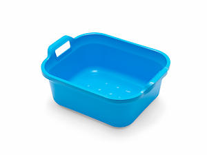 Addis Rectangular Washing Up Bowl With Handles, Plastic, Blue, 39 X 32 X 14 Cm