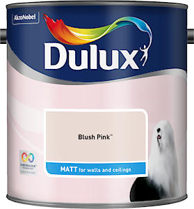 Dulux Walls & Ceilings Matt Emulsion Paint, Blush Pink, 2.5 Litres
