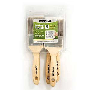 Ronseal Precision Finish Brush 3 Pack - Bristle-Free, Shaped For Accurate Painting, Stains & Varnishes