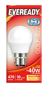 Eveready Led Bulb - Golf Opal B22 470Lm Warm White