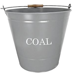 Manor Stylish 30cm Fireside Coal Bucket Grey | Wooden Handle.
