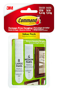 Command Picture Hanging Strips - Removable Value Pack - 4 Pairs Of Medium  8 Pairs Of Large