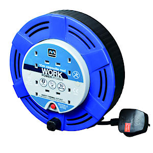 Masterplug Mct1010/4Bl Four Socket 10A Cassette Cable Reel With Thermal Cut-Out, 10 Metres, Blue