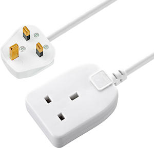 Masterplug Single Socket Long Extension Lead, 10 Metres, White