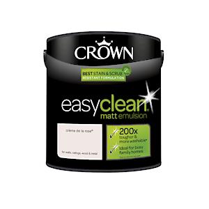 2.5L Crown Easy Clean Matt Emulsion Multi Surface Paint €“ Creme De La Rose