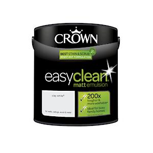 2.5L Crown Easy Clean Matt Emulsion Multi Surface Paint €“ Clay White