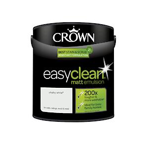 2.5L Crown Easy Clean Matt Emulsion Multi Surface Paint €“ Chalky White
