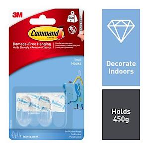Command Small Clear Designer Picture Hooks 2 Pack 450G 1Lb