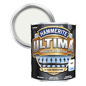 Hammerite Ultima Smooth Metal Paint - 750Ml - White, (Pack Of 1), Hmmumswh750