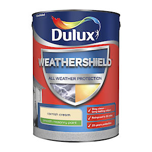 Dulux Weathershield Smooth Masonry Paint - Cornish Cream - 5L