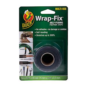 Duck Tape Wrap-Fix Self-Fusing Repair Tape Waterproof Black 25Mm X 3M