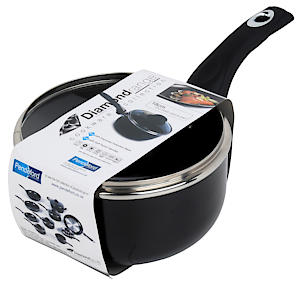 Pendeford Housewares Limited Diamond 20Cm Saucepan & Lid Blk, Aluminium, Multicolour