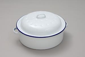 Barmans Byx0B0A6289 Enamel Roaster With Lid, White, 20Cm
