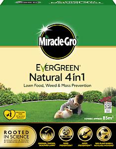 Miracle-Gro Natural 4 In1-Lawn Feed,Weed & Moss Preventor Lawn Fertiliser 85m2.