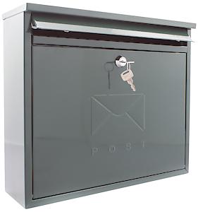 Burg-Wachter French Grey Elegance Wall Mounted Galvanised Steel Lockable  Post Box -