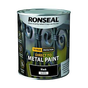 Ronseal Direct To Metal Paint Black Gloss 750Ml