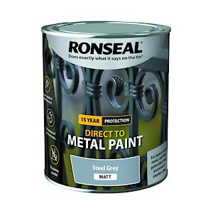Ronseal Direct To Metal Paint Steel Grey Matt 750Ml