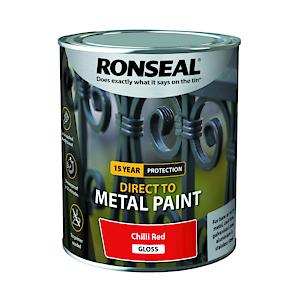 Ronseal Direct To Metal Paint Chilli Red Gloss 750Ml