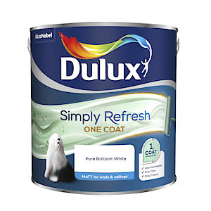 Dulux Simply Refresh Matt Emulsion Paint - Pure Brilliant White - 2.5L, 5382928