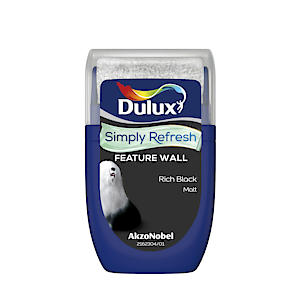 Dulux Simply Refresh Feature Wall Matt Emulsion Paint - Rich Black - 30Ml, Tester, 5569131