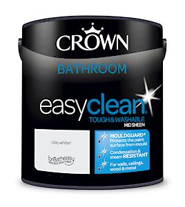 2.5L Crown Easyclean Bathroom Mid-Sheen Emulsion Multi Surface Paint €“ Clay White