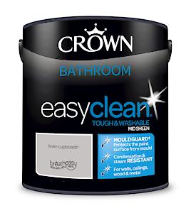 2.5L Crown Easyclean Bathroom Mid-Sheen Emulsion Multi Surface Paint €“ Linen Cupboard