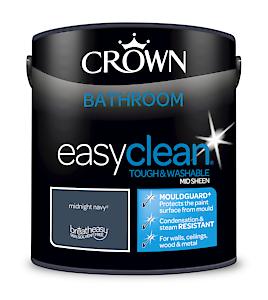 2.5L Crown Easyclean Bathroom Mid-Sheen Emulsion Multi Surface Paint €“ Midnight Navy