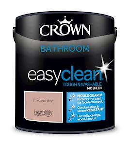 2.5L Crown Easyclean Bathroom Mid-Sheen Emulsion Multi Surface Paint €“ Powdered Clay