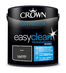 2.5L Crown Easyclean Bathroom Mid-Sheen Emulsion Multi Surface Paint With Mouldguard+ €“ Rebel