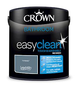 2.5L Crown Easyclean Bathroom Mid-Sheen Emulsion Multi Surface Paint With Mouldguard+ €“ Runaway
