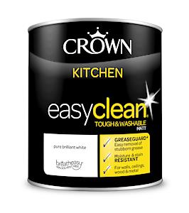 Crown Easyclean Kitchen Matt Emulsion 1L - Pure Brilliant White