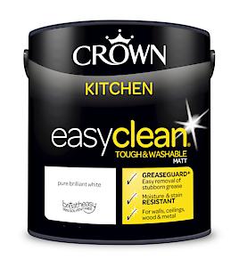 2.5L Crown Easyclean Kitchen Matt Emulsion Multi Surface Paint €“ Pure Brilliant White