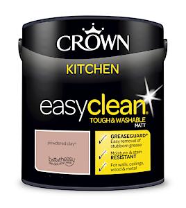 2.5L Crown Easyclean Kitchen Matt Emulsion Multi Surface Paint €“ Powdered Clay