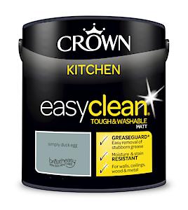 2.5L Crown Easyclean Kitchen Matt Emulsion Multi Surface Paint €“ Simply Duck Egg