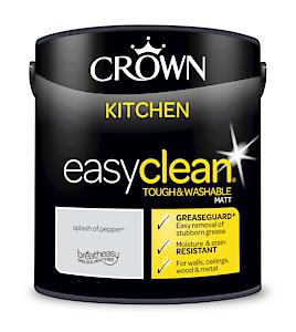 2.5L Crown Easyclean Kitchen Matt Emulsion Multi Surface Paint €“ Splash Of Pepper