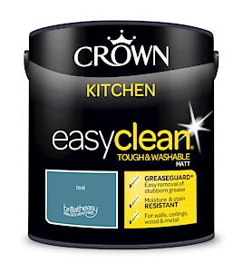 2.5L Crown Easyclean Kitchen Matt Emulsion Multi Surface Paint €“ Teal
